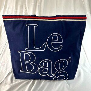 Vintage 1980's "Le Bag" Blue Red White Canvas Shopper Tote Bag 19”x 16"